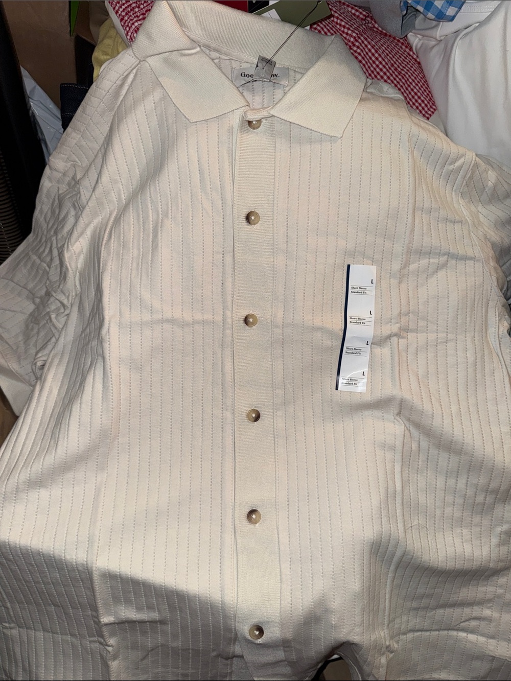 Goodfellow & Co Cream Short-Sleeve Button-Down Shirt